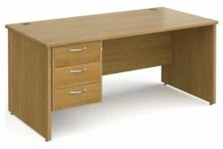 All Oak Panel End Clerical Desk 3 Drawers