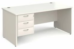 All White Panel End Clerical Desk 3 Drawers