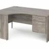 All Grey Oak Panel End Left Hand Ergo Desk 2 Drawers