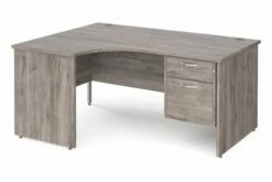 All Grey Oak Panel End Left Hand Ergo Desk 2 Drawers
