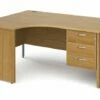 All Oak Panel End Left Hand Ergo Desk 3 Drawers