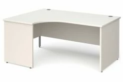 All White Panel End Left Hand Ergonomic Desk