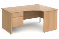 All Beech Panel End Right Hand Ergo Desk 2 Drawers