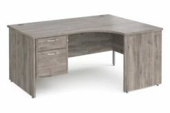 All Grey Oak Panel End Right Hand Ergo Desk 2 Drawers