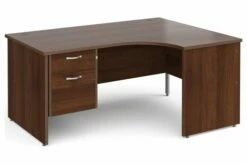 All Walnut Panel End Right Hand Ergo Desk 2 Drawers