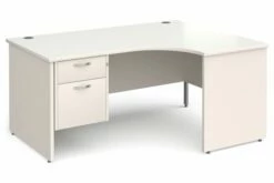 All White Panel End Right Hand Ergo Desk 2 Drawers