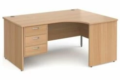 All Beech Panel End Right Hand Ergo Desk 3 Drawers