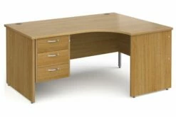 All Oak Panel End Right Hand Ergo Desk 3 Drawers