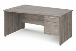 All Grey Oak Panel End Left Hand Wave Desk 2 Drawers