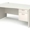 All White Panel End Left Hand Wave Desk 2 Drawers