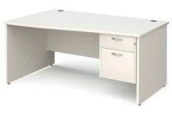 All White Panel End Left Hand Wave Desk 2 Drawers