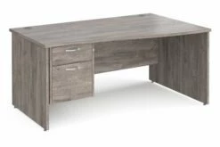 All Grey Oak Panel End Right Hand Wave Desk 2 Drawers