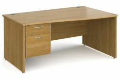 All Oak Panel End Right Hand Wave Desk 2 Drawers