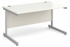 All White C-Leg Rectangular Desk
