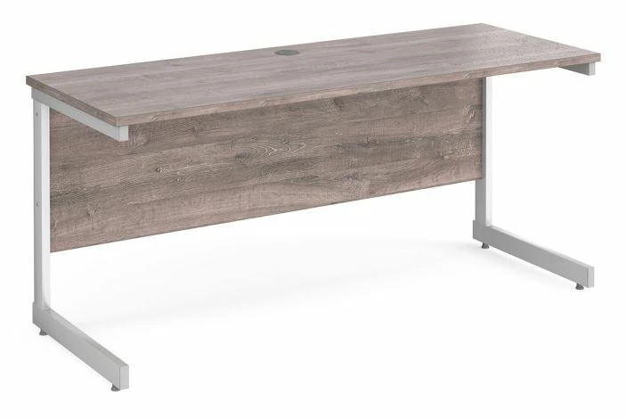 All Grey Oak C-Leg Narrow Rectangular Desk
