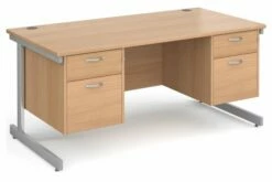 Thrifty Next-Day Rectangular Desk 2+2 Drawers Beech