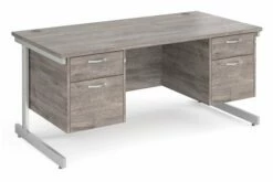 All Grey Oak C-Leg Executive Desk 2+2 Drawers