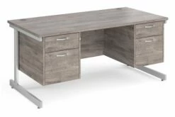 Thrifty Next-Day Rectangular Desk 2+2 Drawers Grey Oak