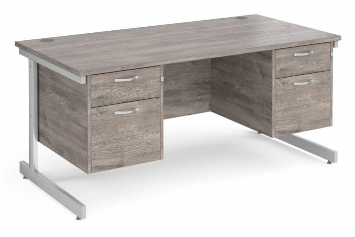 Thrifty Next-Day Rectangular Desk 2+2 Drawers Grey Oak