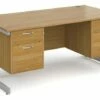 All Oak C-Leg Executive Desk 2+2 Drawers