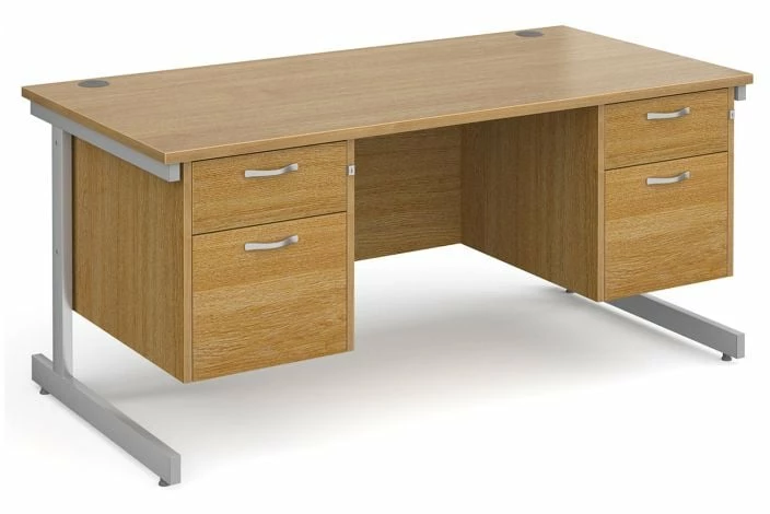 All Oak C-Leg Executive Desk 2+2 Drawers
