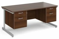 Thrifty Next-Day Rectangular Desk 2+2 Drawers Walnut