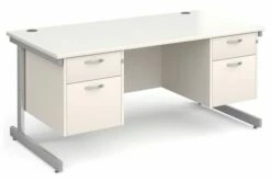 Thrifty Next-Day Rectangular Desk 2+2 Drawers White