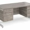Thrifty Next-Day Rectangular Desk 2+3 Drawers Grey Oak