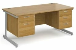 All Oak C-Leg Executive Desk 2+3 Drawers