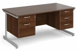 Thrifty Next-Day Rectangular Desk 2+3 Drawers Walnut