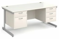 Thrifty Next-Day Rectangular Desk 2+3 Drawers White