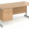 All Beech C-Leg Clerical Desk 2 Drawer