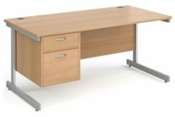 All Beech C-Leg Clerical Desk 2 Drawer
