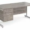 All Grey Oak C-Leg Clerical Desk 2 Drawer