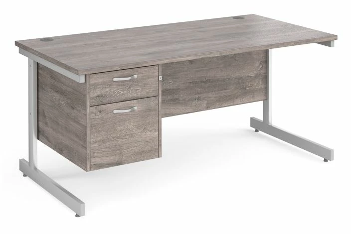 Thrifty Next-Day Rectangular Desk 2 Drawers Grey Oak