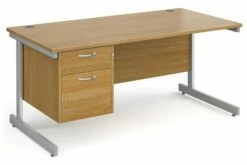 All Oak C-Leg Clerical Desk 2 Drawer