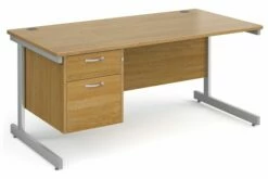 Thrifty Next-Day Rectangular Desk 2 Drawers Oak