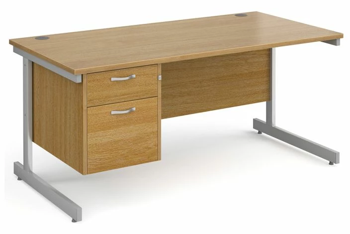 Thrifty Next-Day Rectangular Desk 2 Drawers Oak