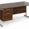 All Walnut C-Leg Clerical Desk 2 Drawer