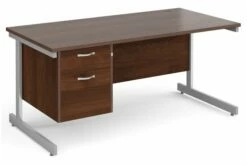 Thrifty Next-Day Rectangular Desk 2 Drawers Walnut