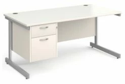 Thrifty Next-Day Rectangular Desk 2 Drawers White
