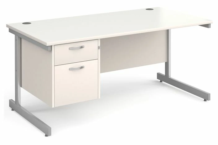 Thrifty Next-Day Rectangular Desk 2 Drawers White
