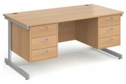 Thrifty Next-Day Rectangular Desk 3+3 Drawers Beech