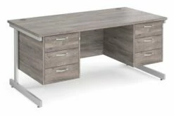 All Grey Oak C-Leg Executive Desk 3+3 Drawers