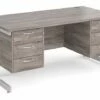Thrifty Next-Day Rectangular Desk 3+3 Drawers Grey Oak