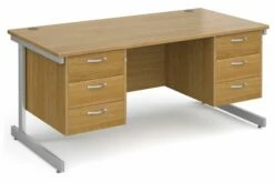 All Oak C-Leg Executive Desk 3+3 Drawers