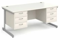 Thrifty Next-Day Rectangular Desk 3+3 Drawers White