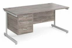 Thrifty Next-Day Rectangular Desk 3 Drawers Grey Oak