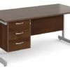 All Walnut C-Leg Clerical Desk 3 Drawer