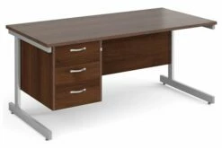 Thrifty Next-Day Rectangular Desk 3 Drawers Walnut